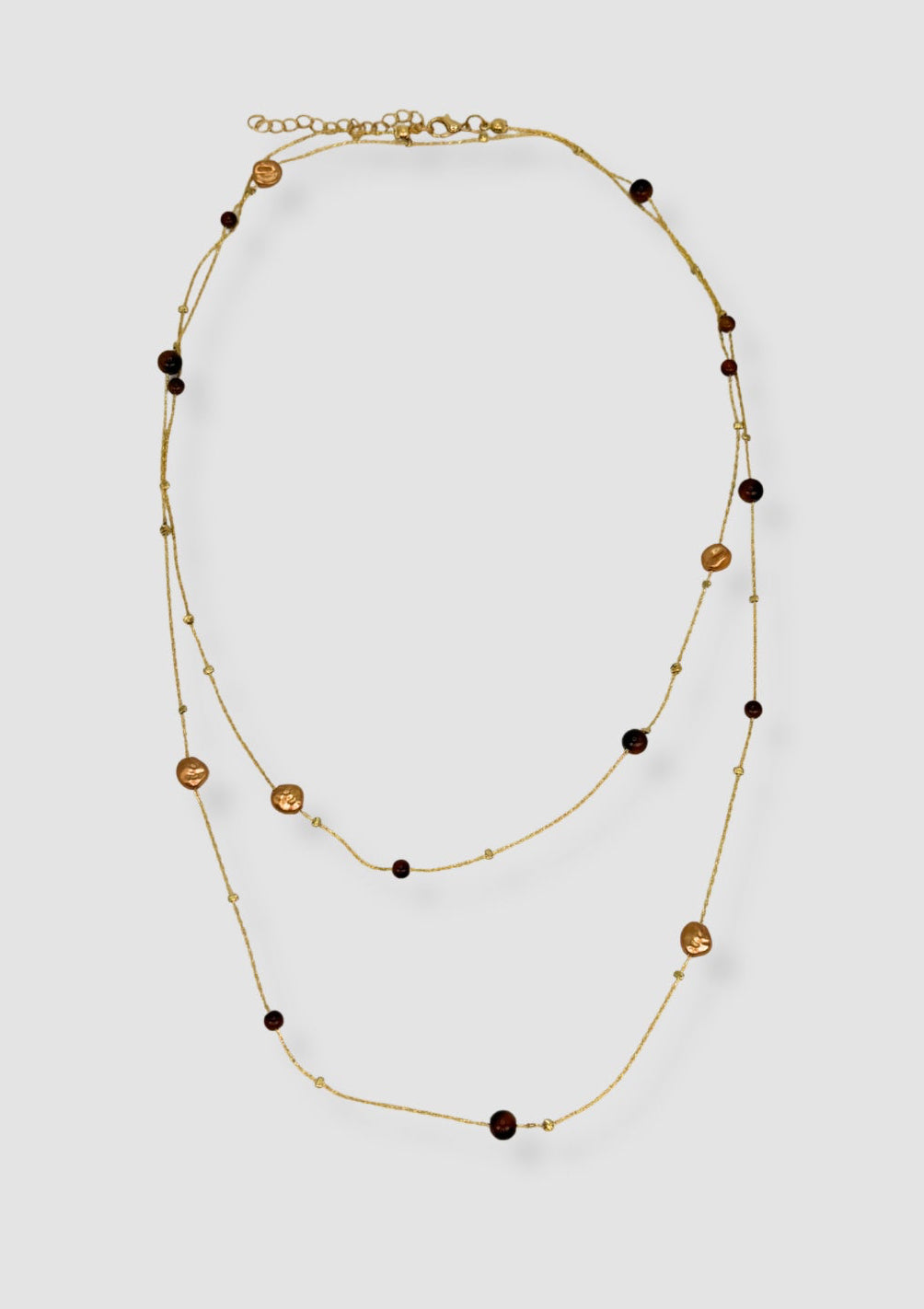 Long chain with beads necklace Gold