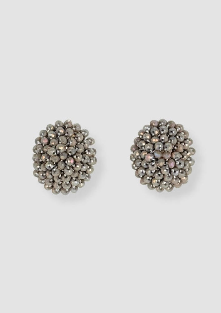 Grey pearls clips earrings