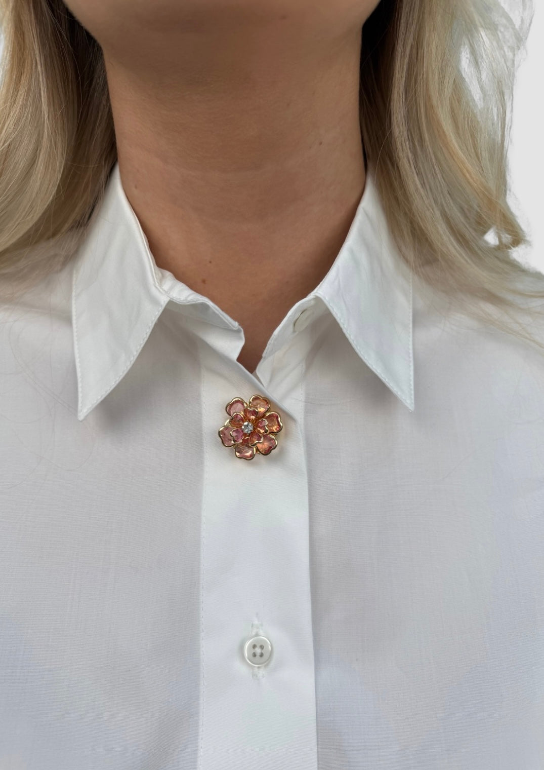 Enamel flower button charm Pink