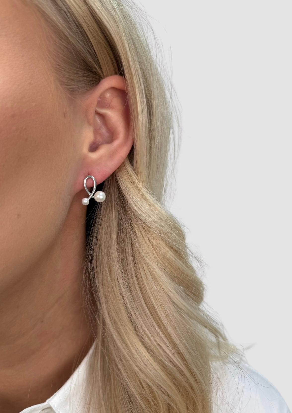 Pearls couple earrings Silver
