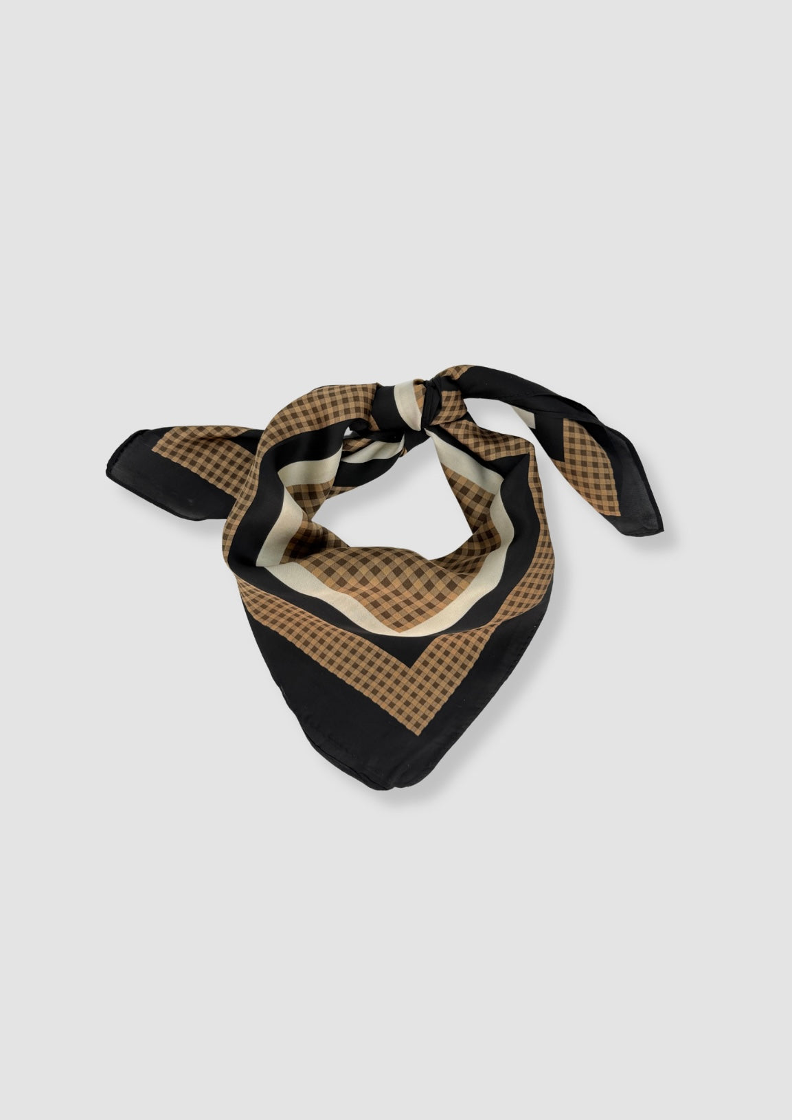 Checkered brown satin scarf