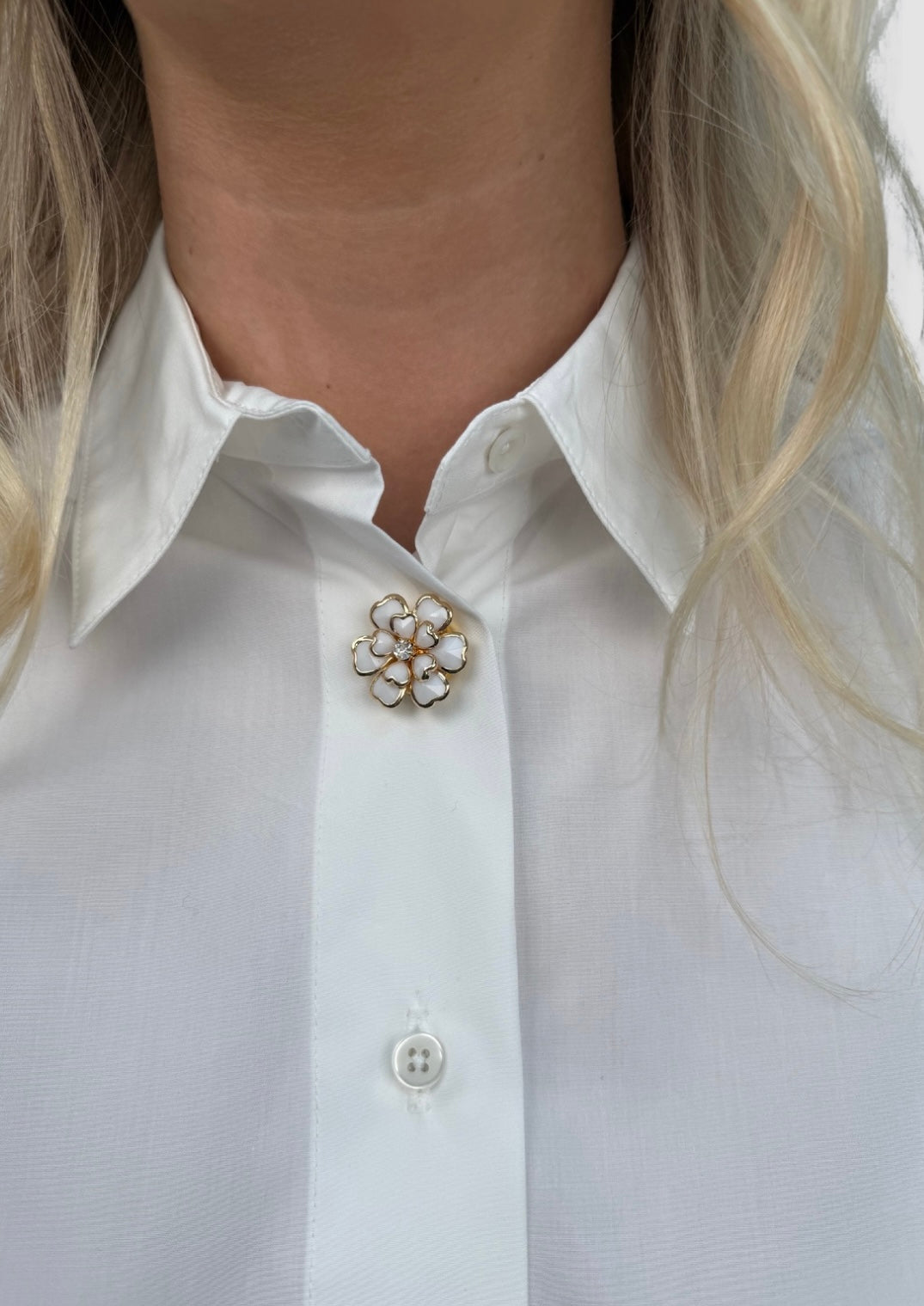 Enamel flower button charm White