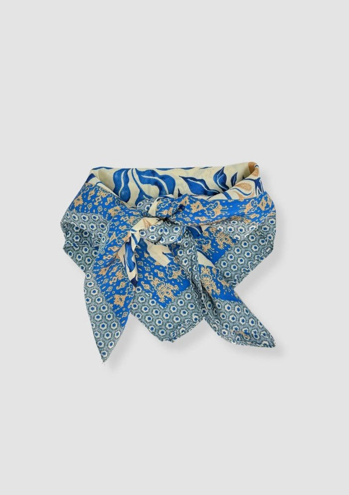 Blue arabesk satin scarf