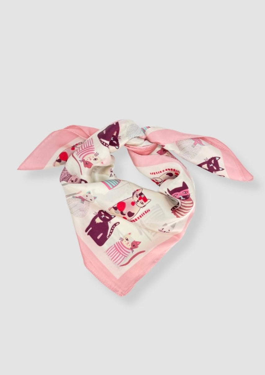 Cats satin scarf