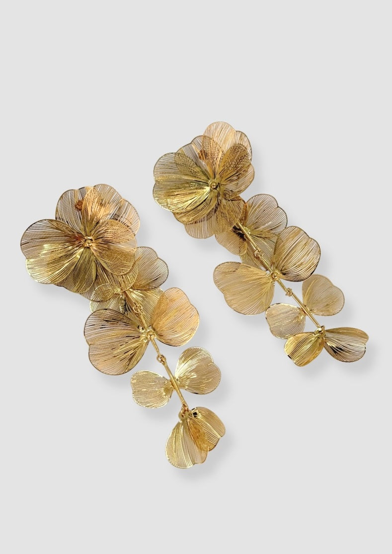 Filigran big flowers earrings Gold