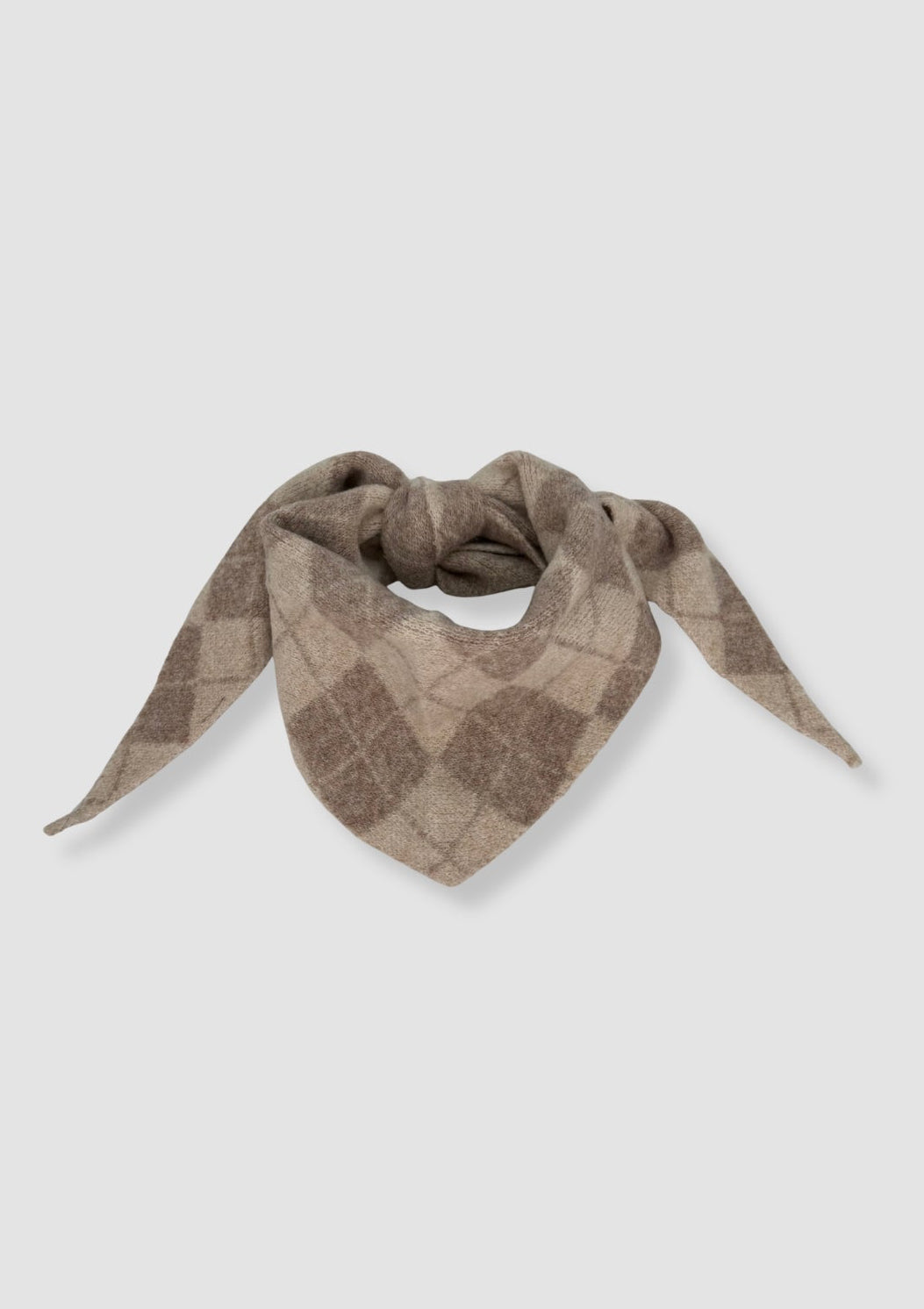 Argyle triangle scarf Beige