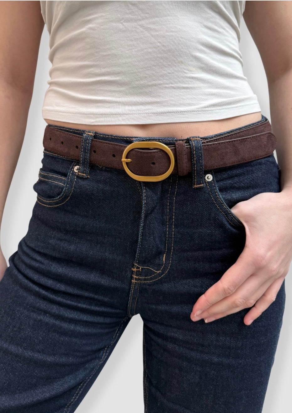 Suede classic belt Dark Brown