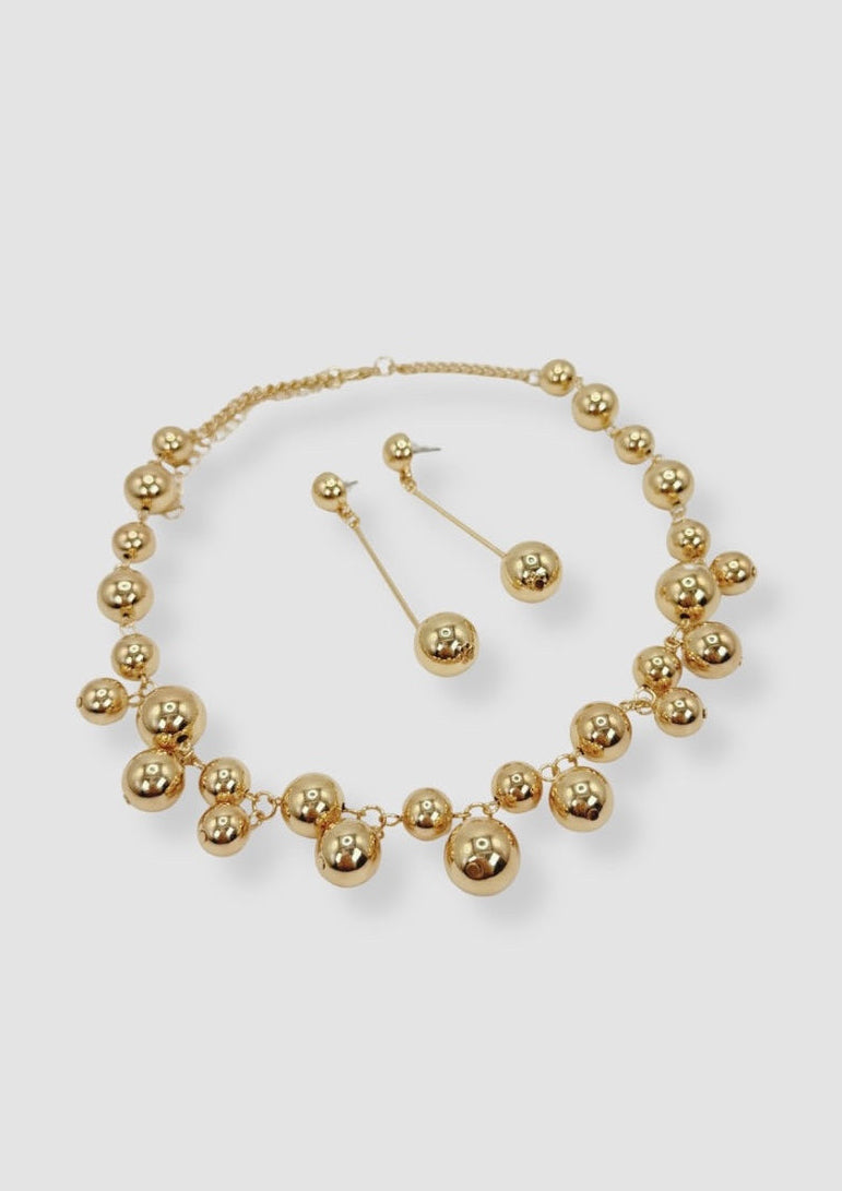 Gold bullets set necklace and earrings