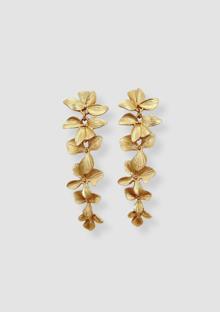 Hanging flowers earrings Gold