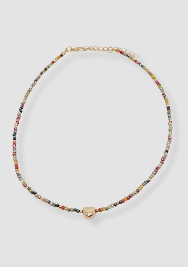 Colored beaded heart necklace