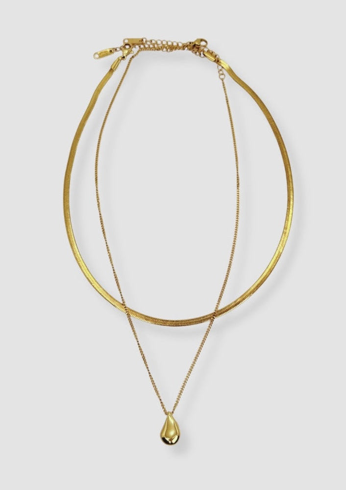 Drop layer look necklace Gold