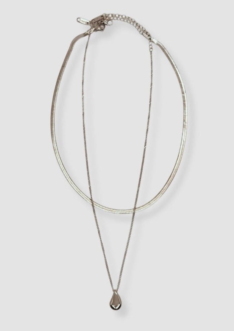 Drop layer look necklace Silver