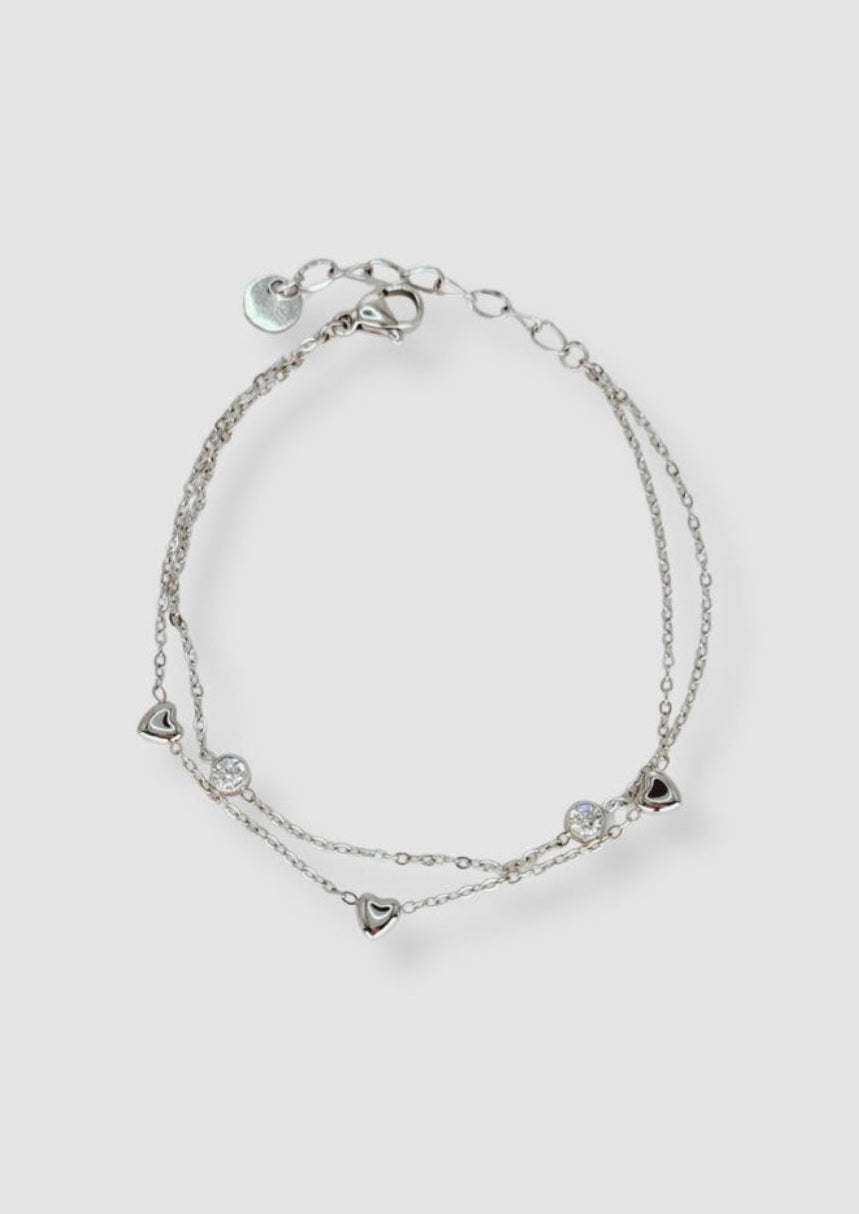 Heart and stones bracelet Silver
