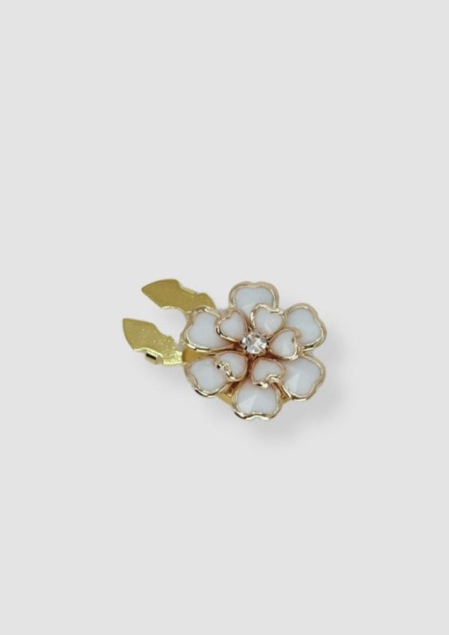 Enamel flower button charm White