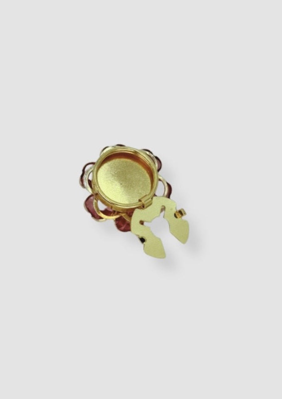Enamel flower button charm Pink