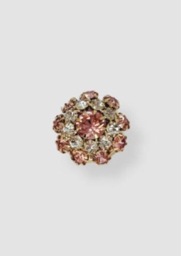 Crystal flower button charm Pink