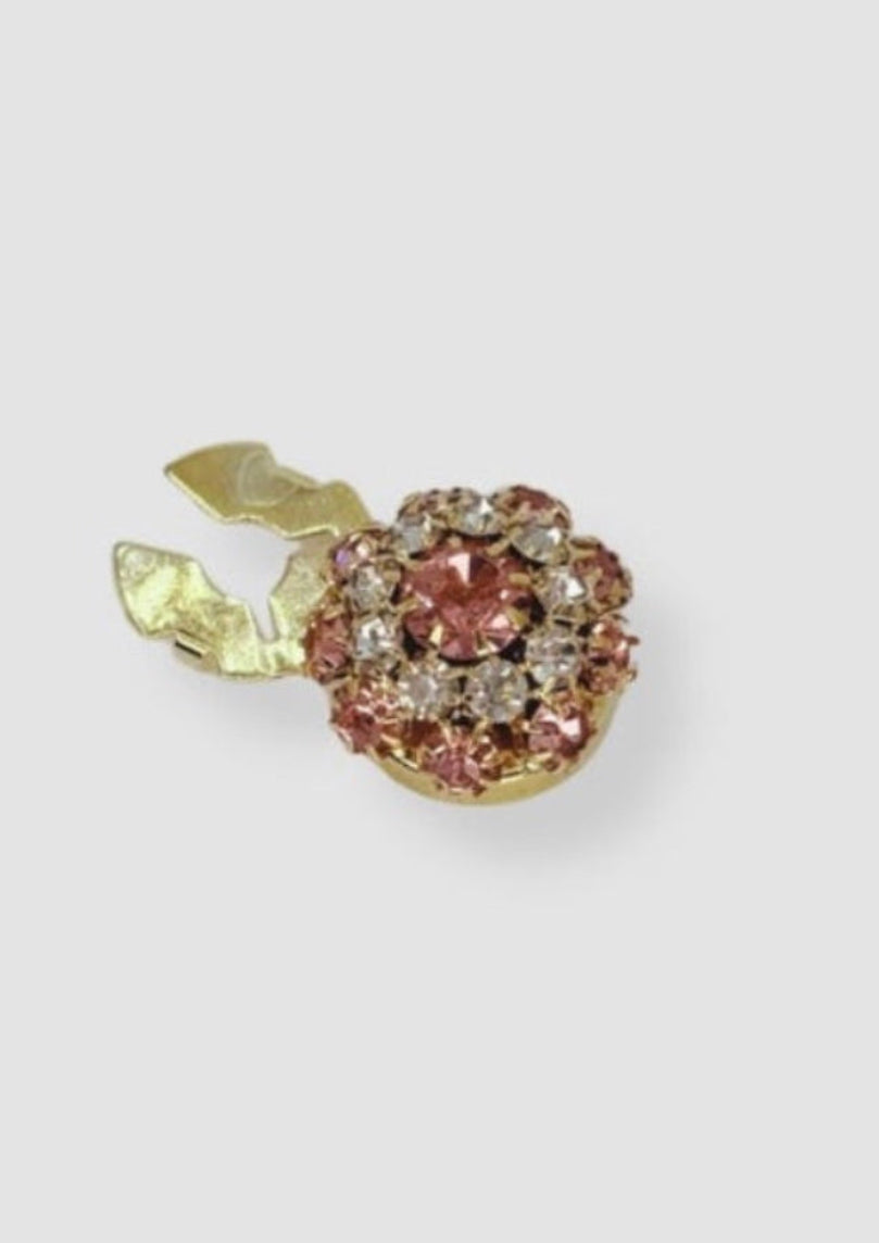 Crystal flower button charm Pink