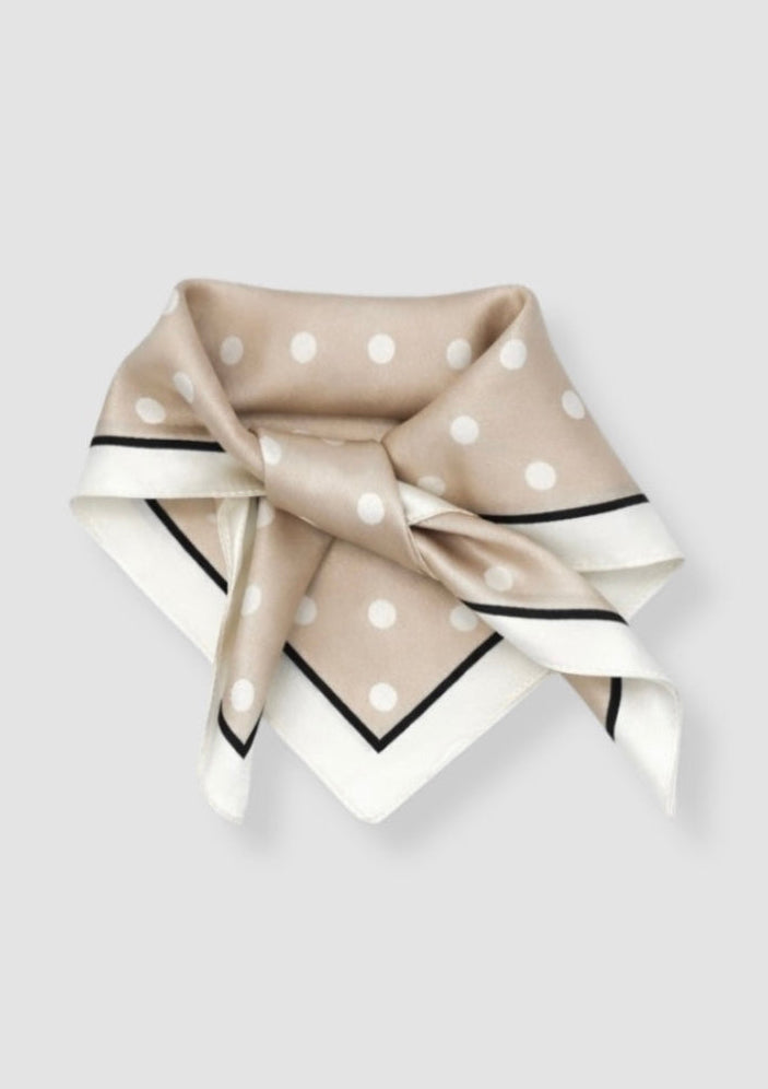 Cream dots mini silk scarf