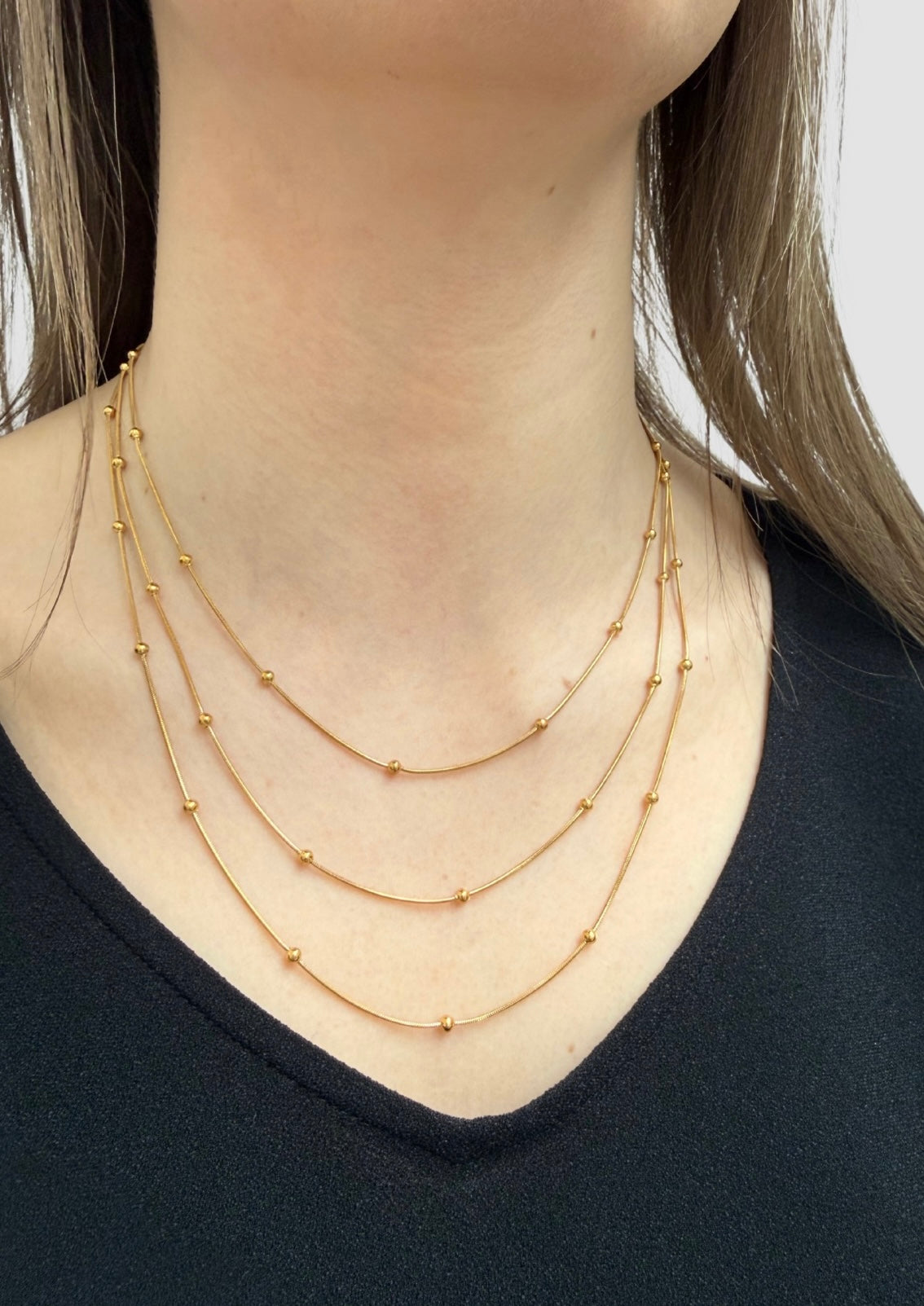 Tripple gold chain necklace Gold
