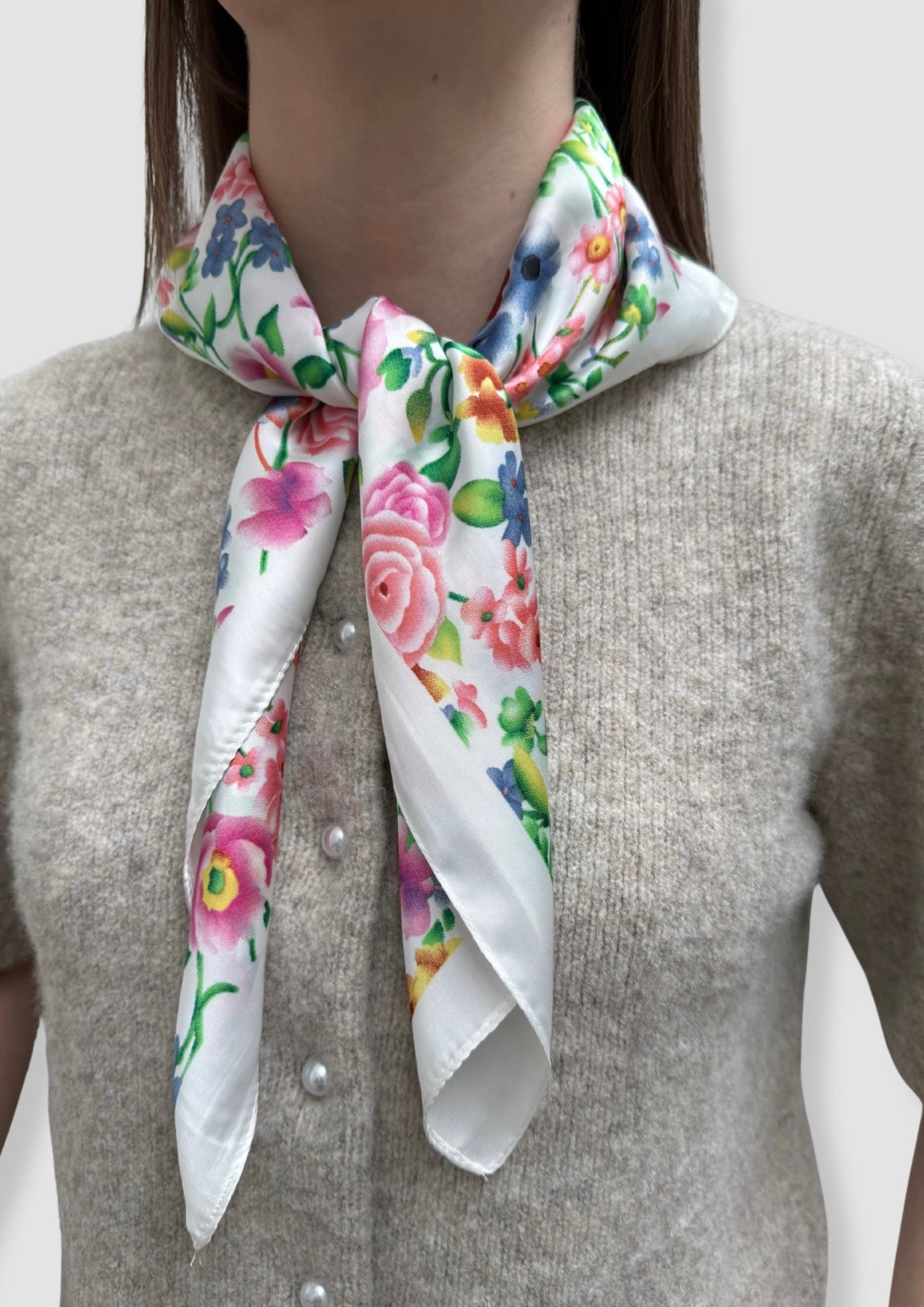 Summer flowers satin scarf