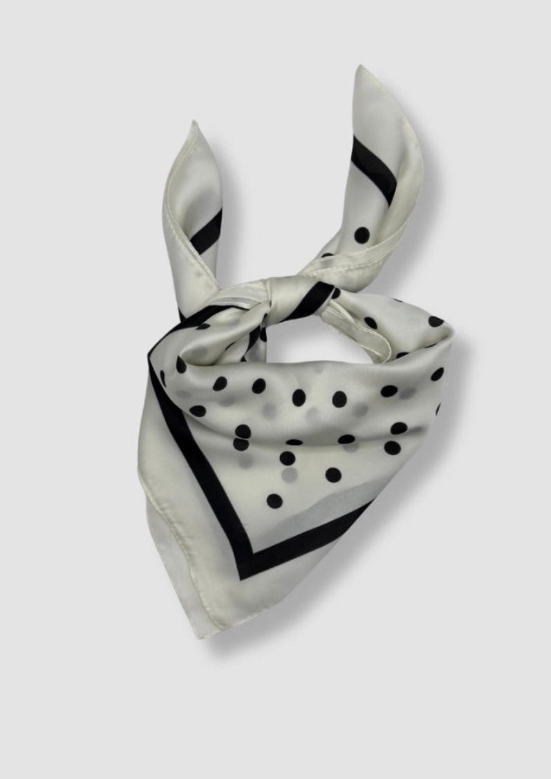 White with black dots satin scarf