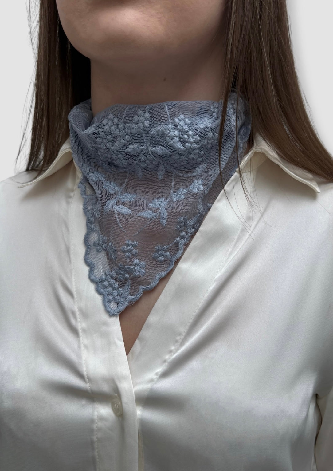 Lace flower scarf Blue