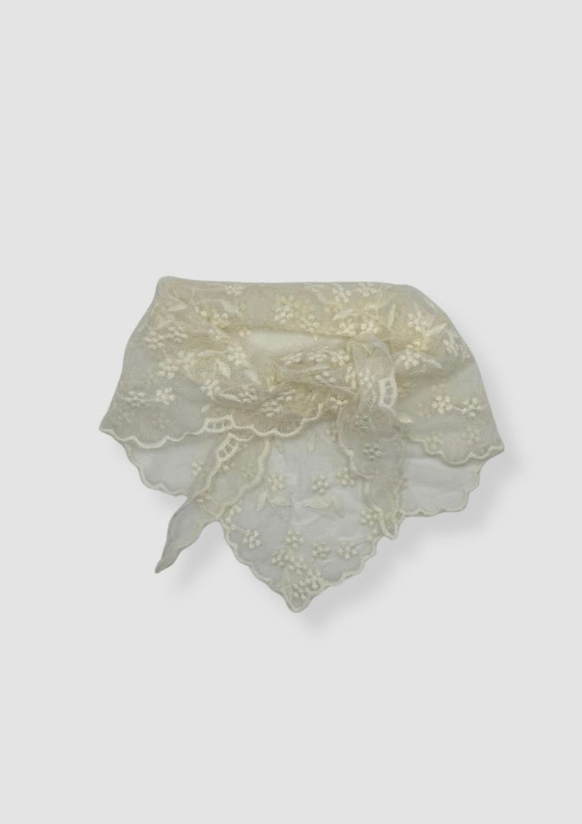 Lace flower scarf Off White
