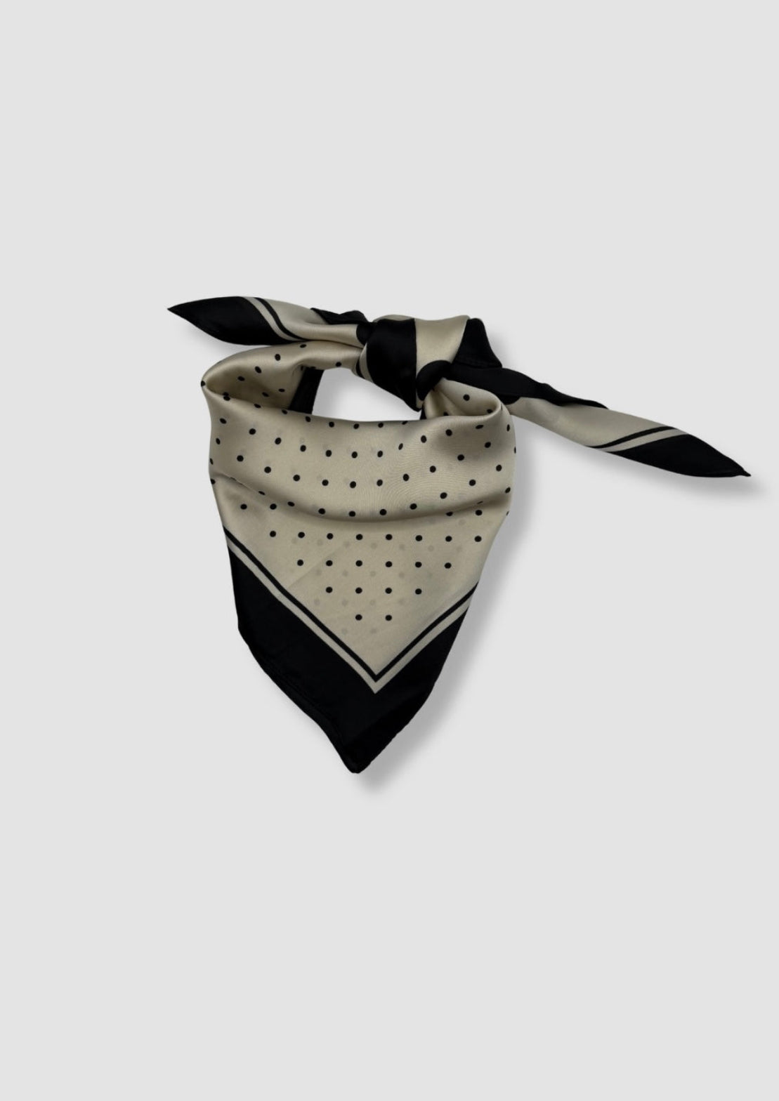 Beige with black dots satin scarf
