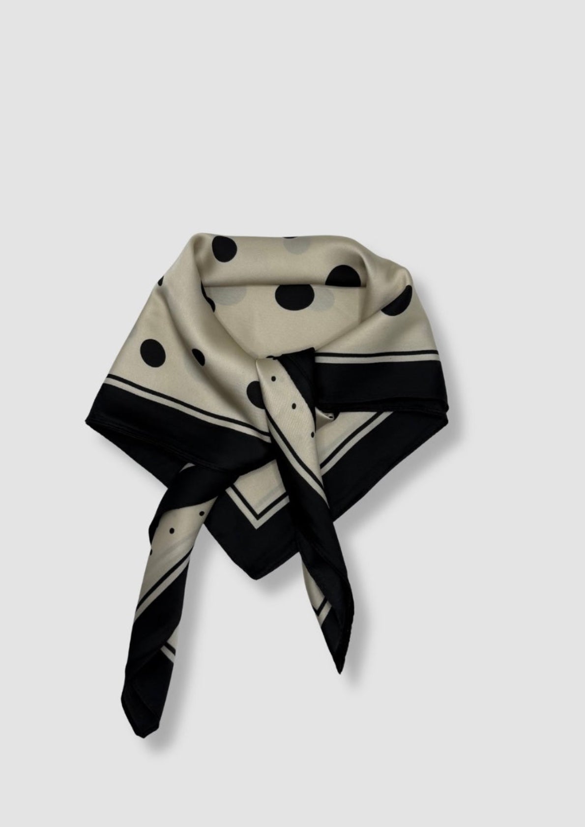 Beige with black dots satin scarf