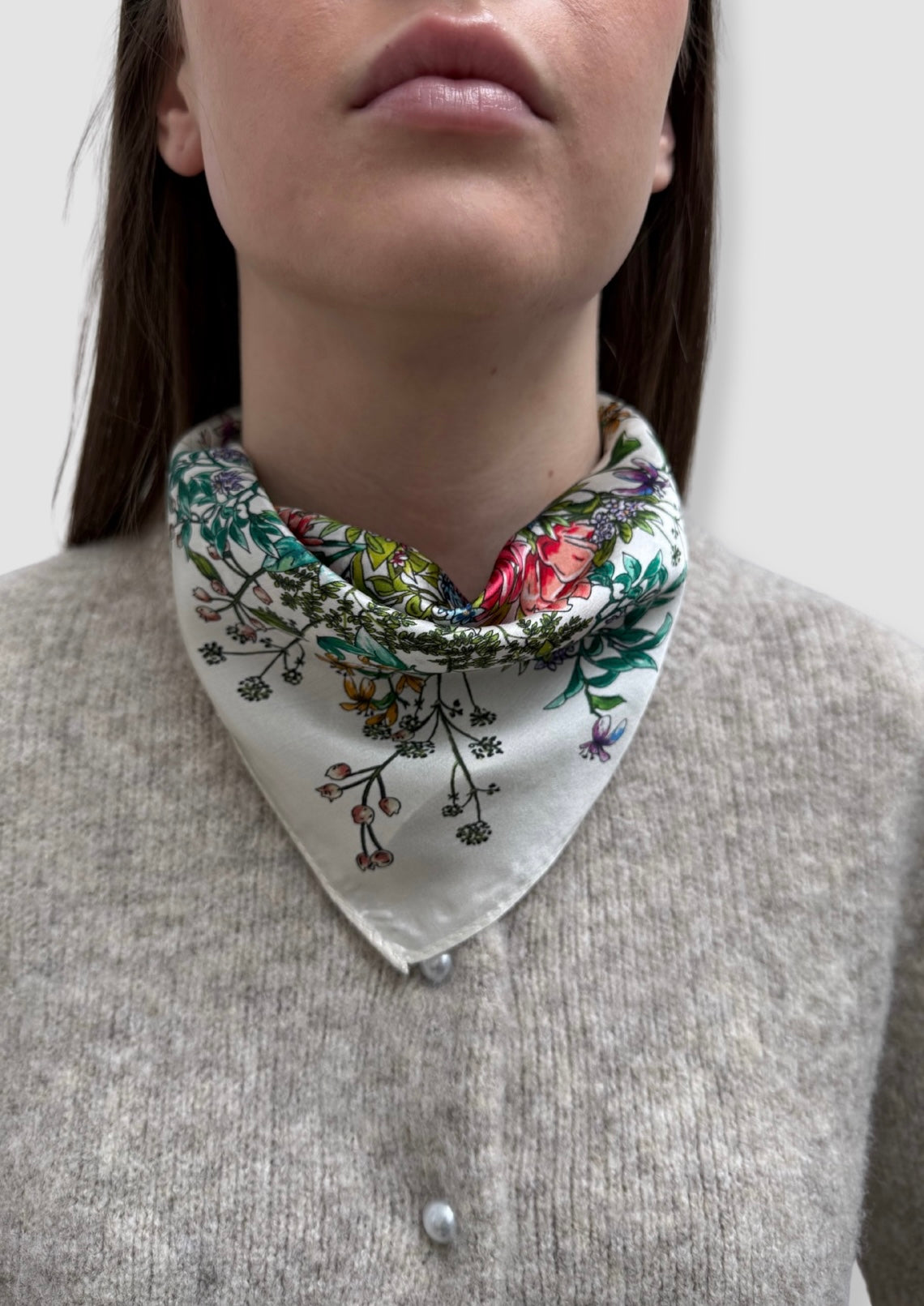Flower field mini silk scarf
