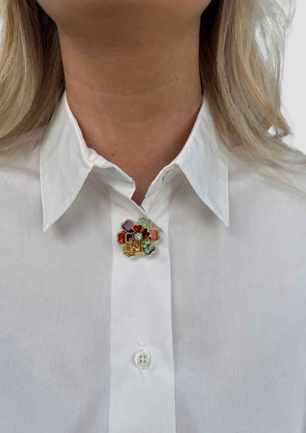 Enamel flower button charm Multi colour