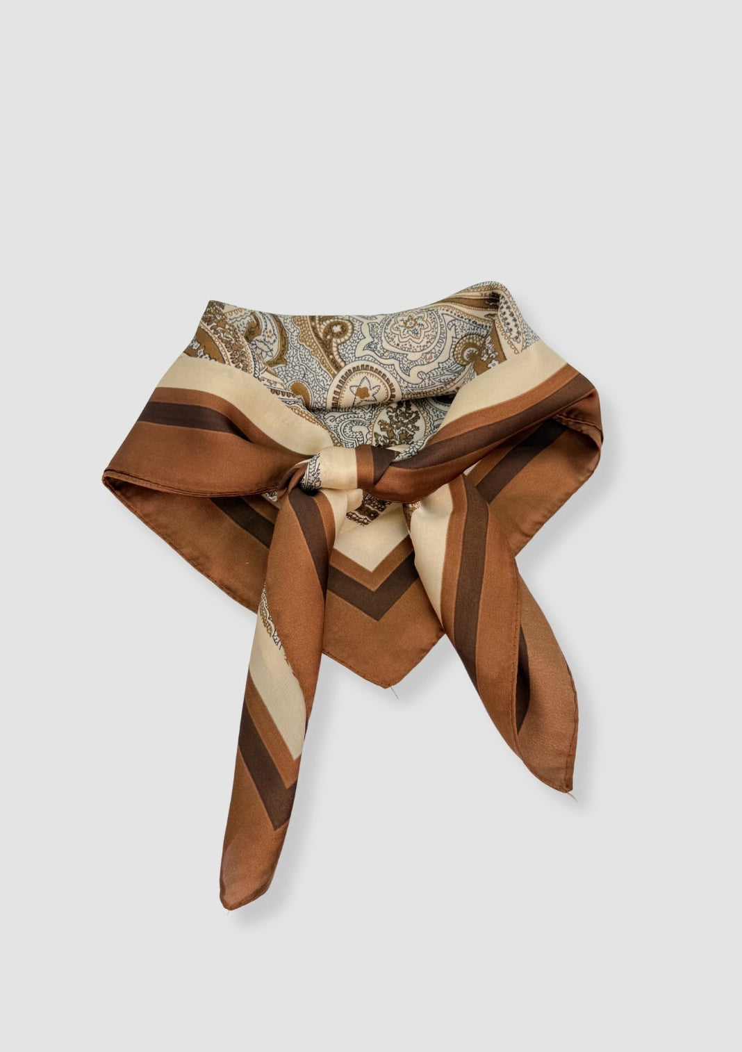 Brown paisley satin scarf