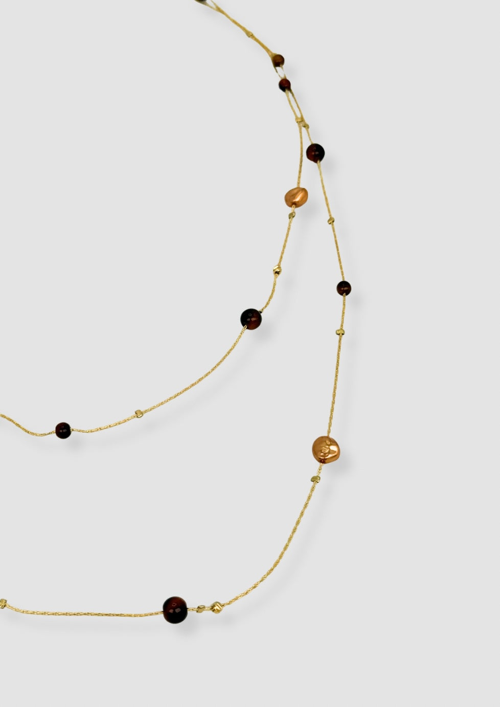Long chain with beads necklace Gold