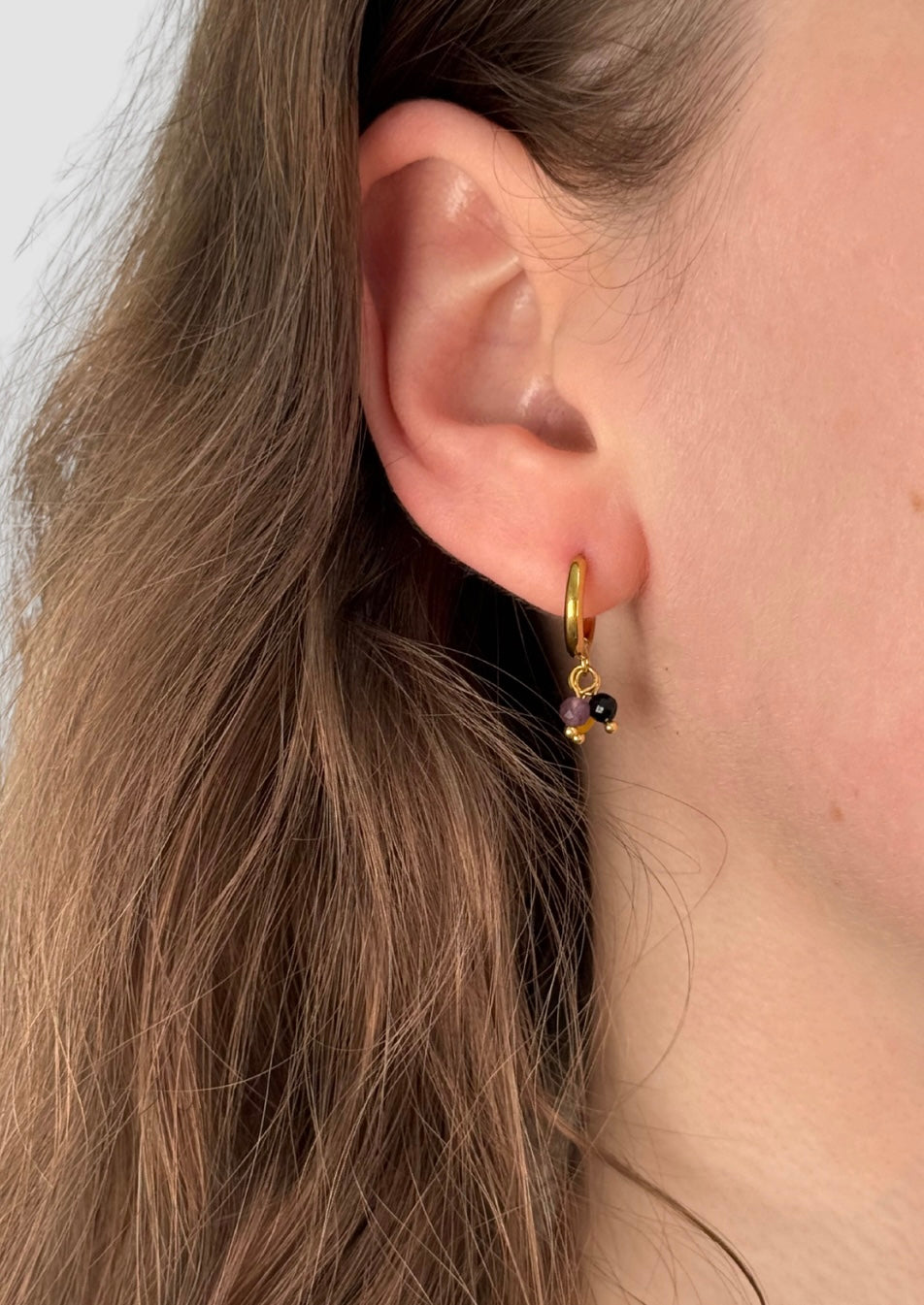 Mini hoop with stones earrings gold Yellow mix