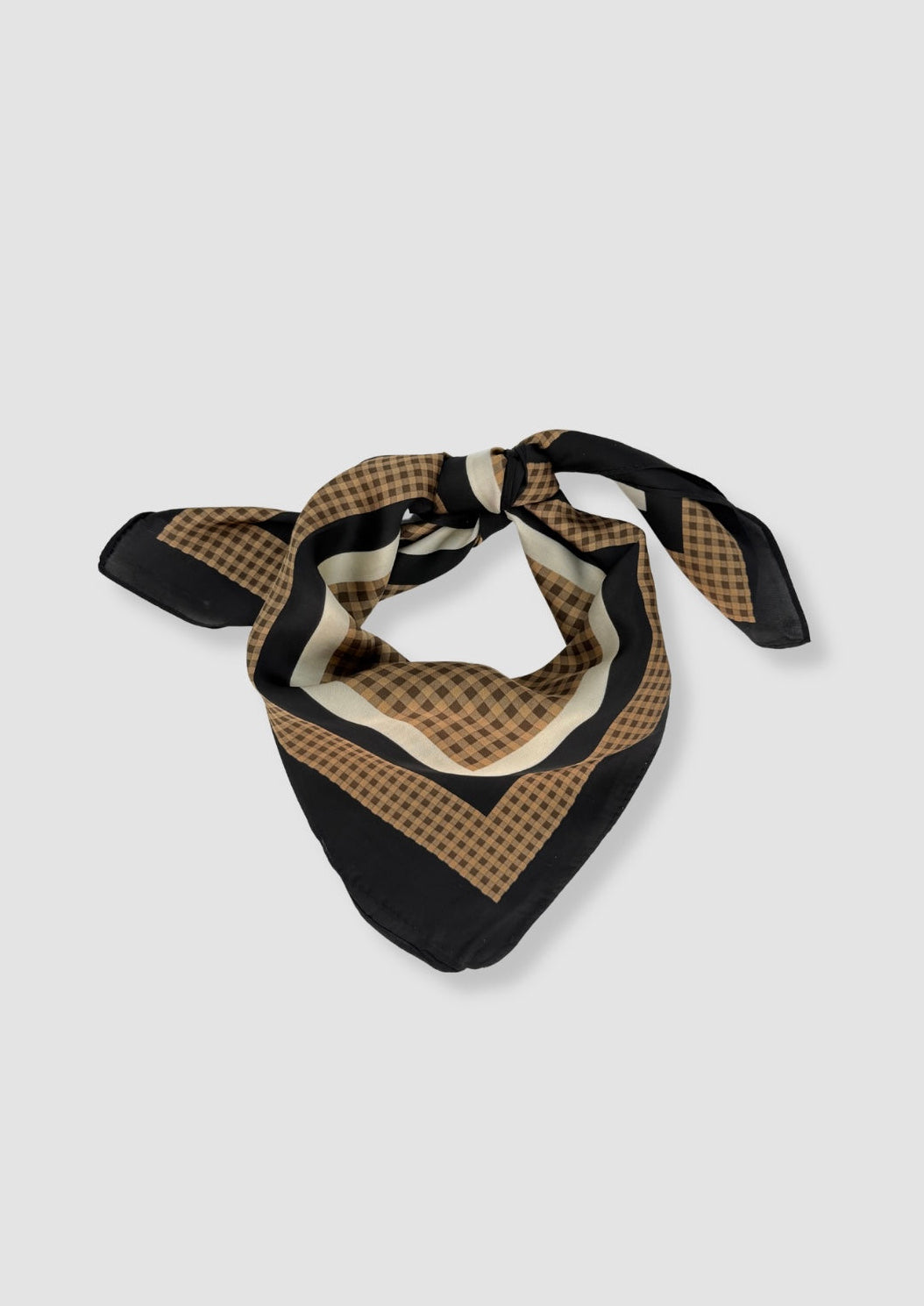 Checkered brown satin scarf