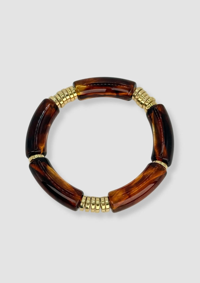 Big pipes with gold elastic bracelet Brown