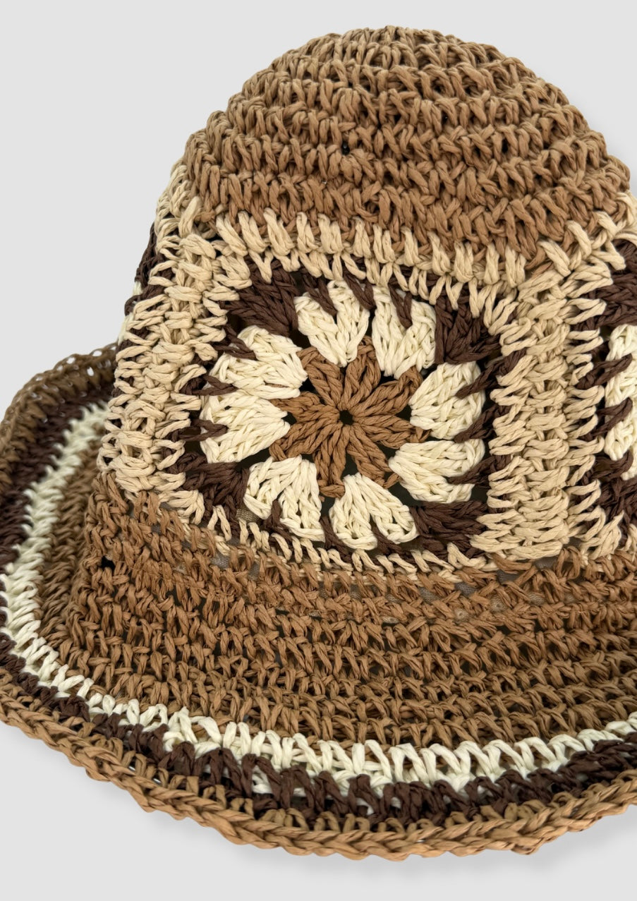 Bucket straw hat flower