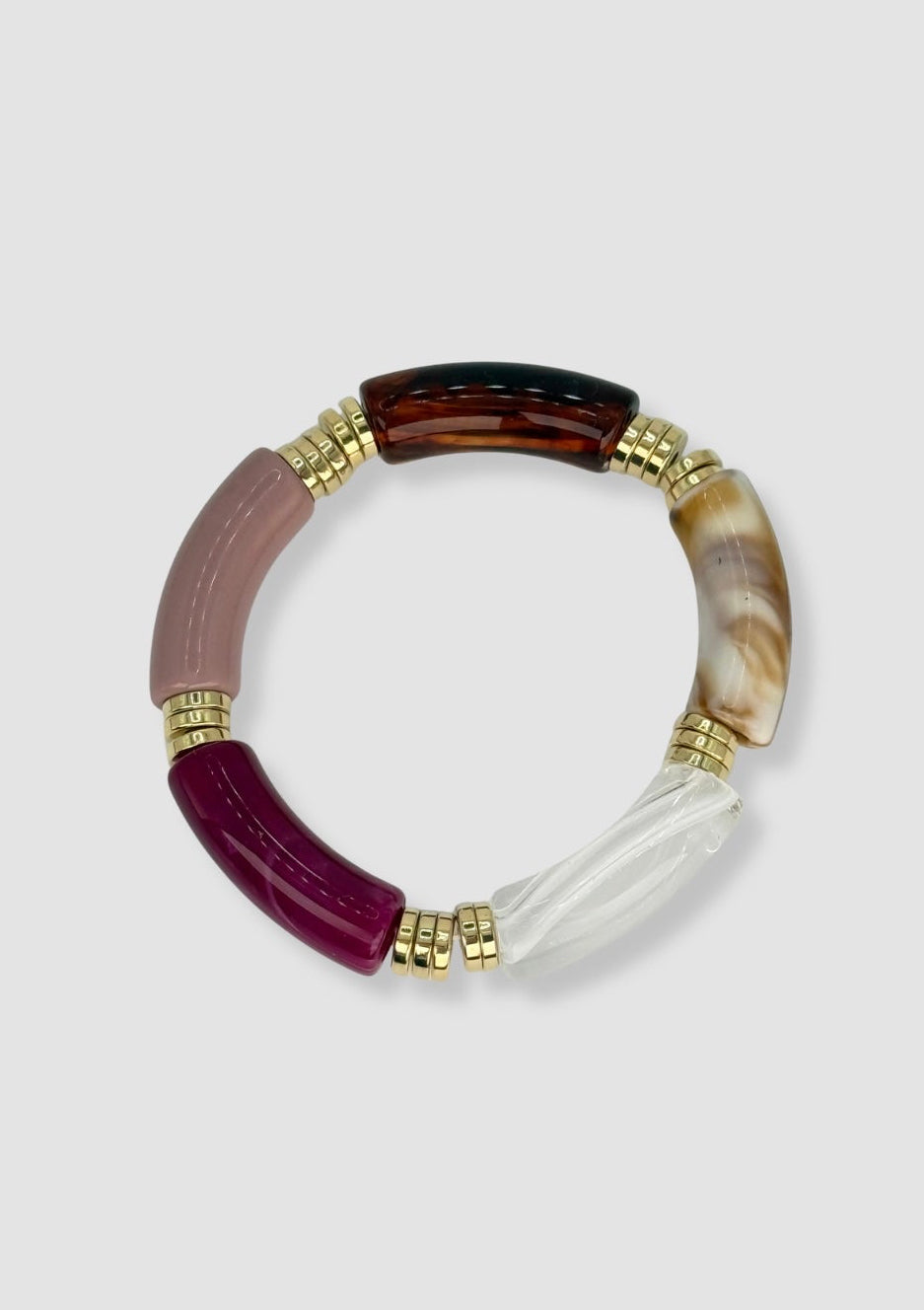 Big pipes with gold elastic bracelet Rose