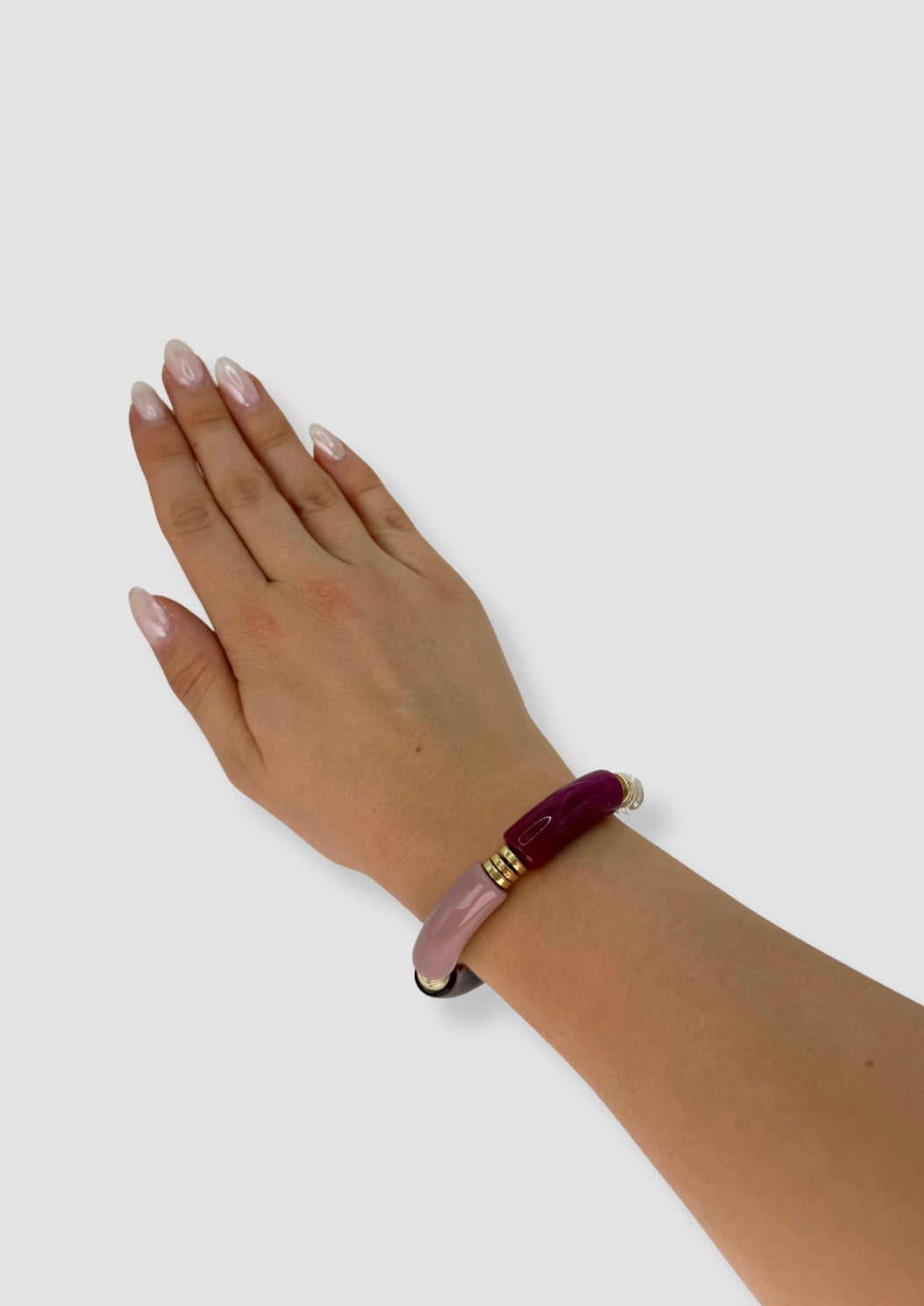Big pipes with gold elastic bracelet Rose