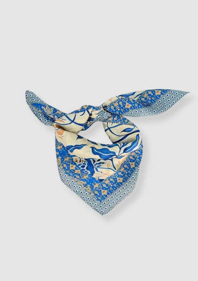 Blue arabesk satin scarf