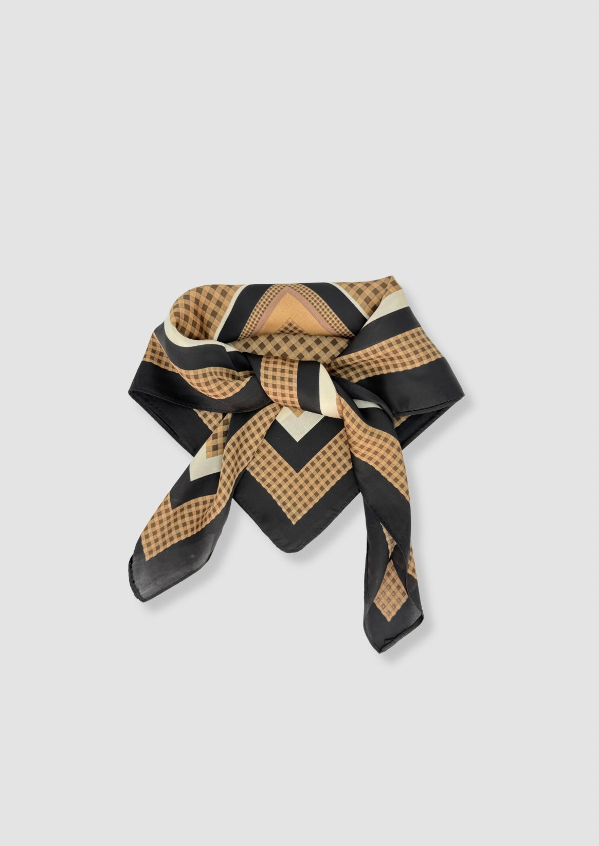 Checkered brown satin scarf