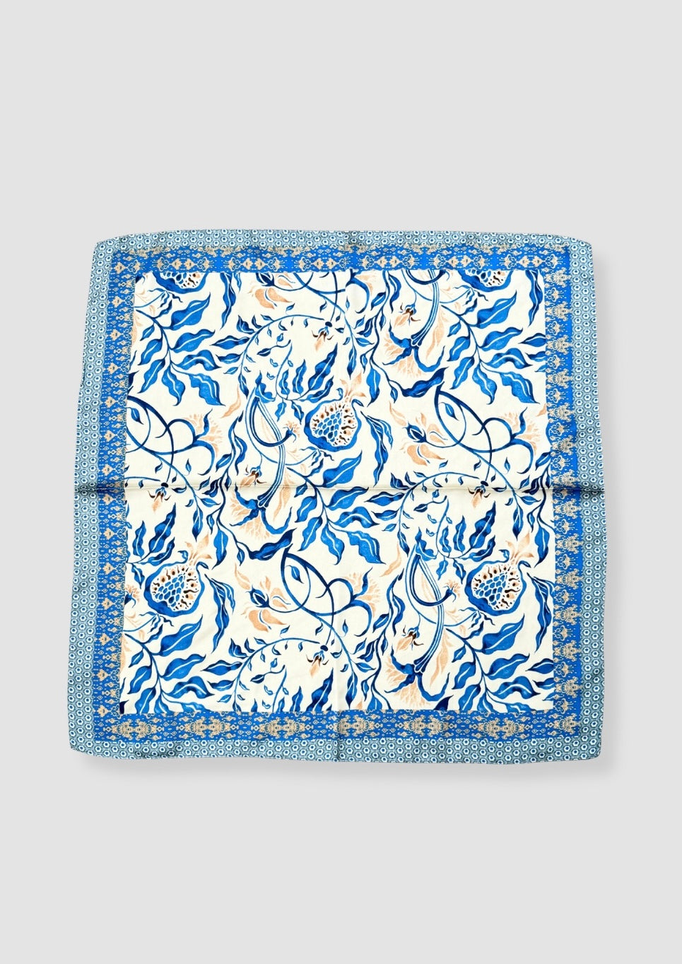 Blue arabesk satin scarf