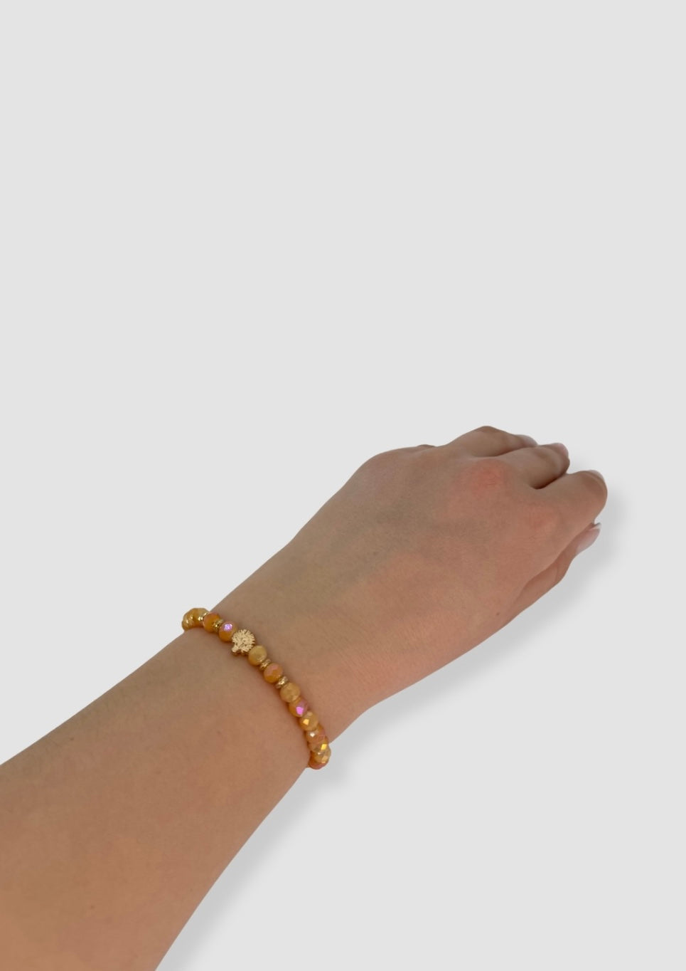 Faceted beaded elastic bracelet Yellow/pink