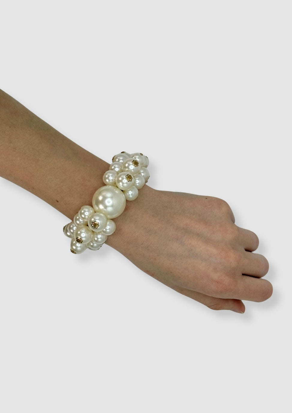 White pearls elastic bracelet maxi
