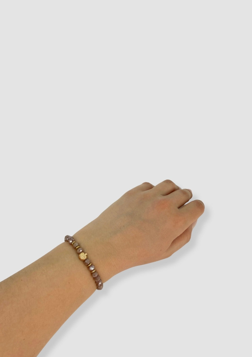 Faceted beaded elastic bracelet Old rose