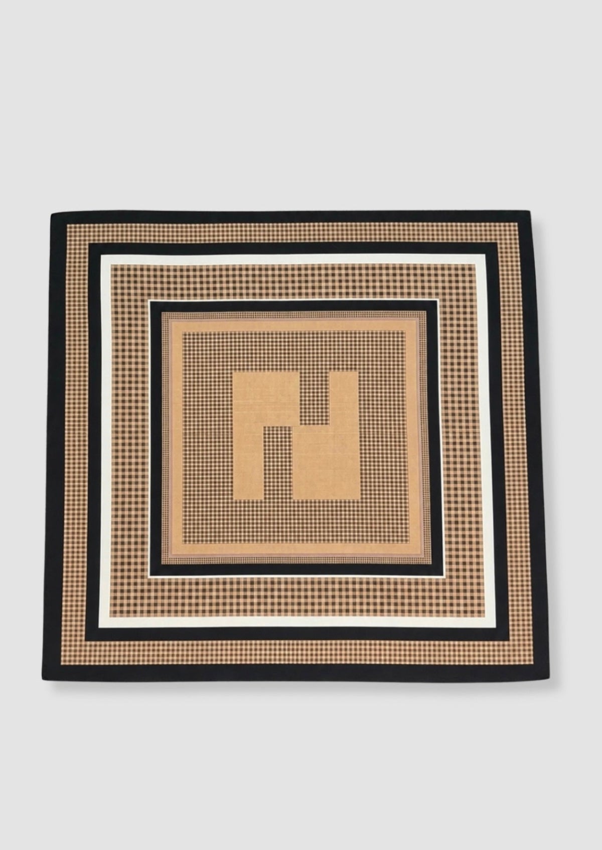 Checkered brown satin scarf
