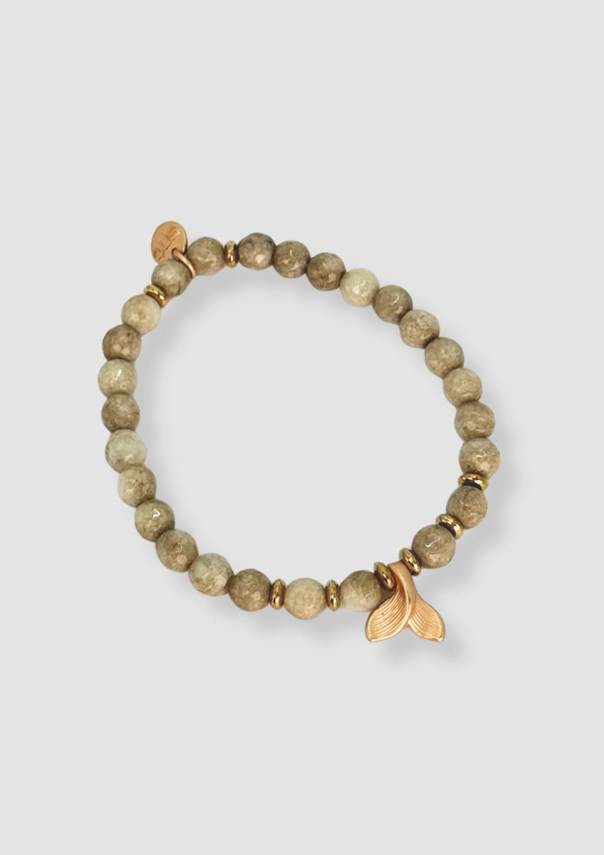 Stone beaded elastic bracelet Taupe