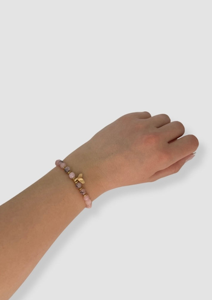 Stone beaded elastic bracelet Rose