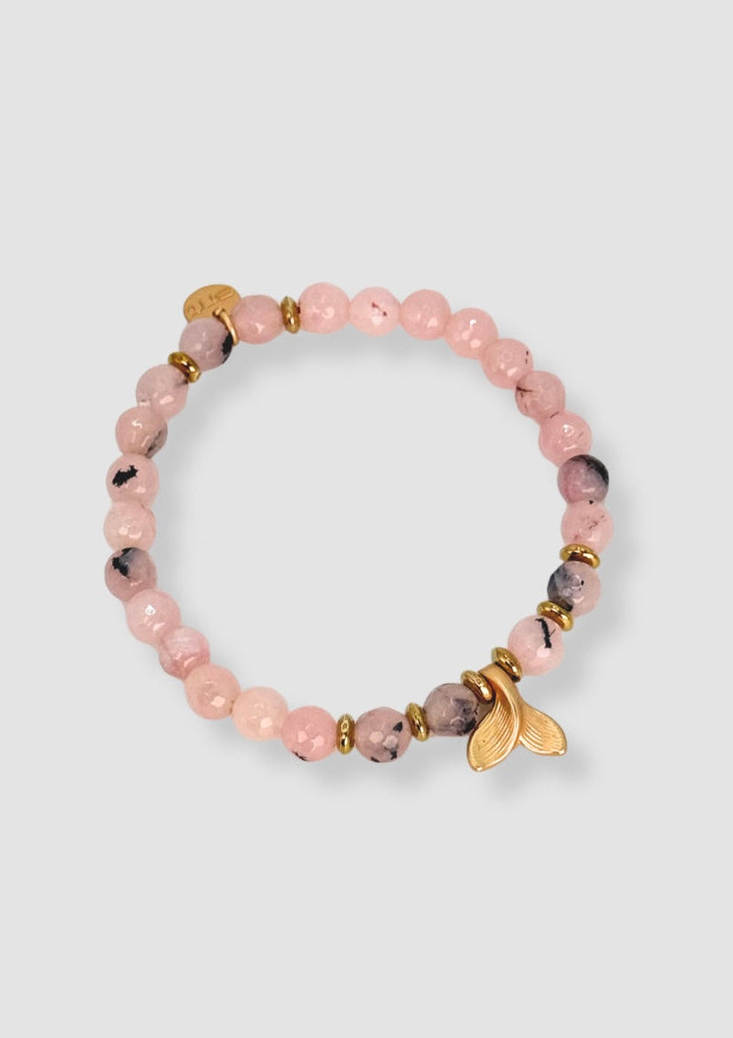 Stone beaded elastic bracelet Rose
