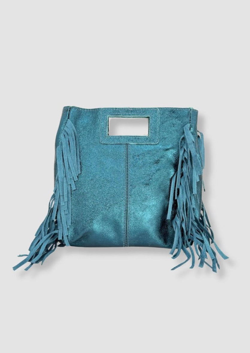 Chiara  leather bag metallic Blue
